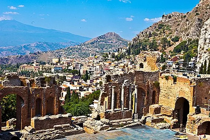 The cityscape of Taormina and the Greek Theater