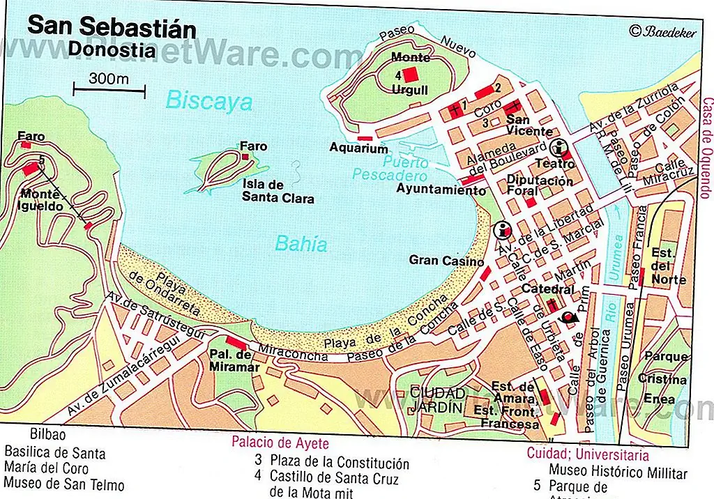 San Sebastian map - Attractions