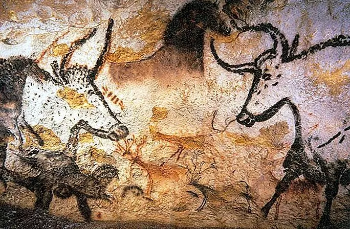 Aurochs, bulls and deer on the cave walls of Lascaux (by Prof saxx)