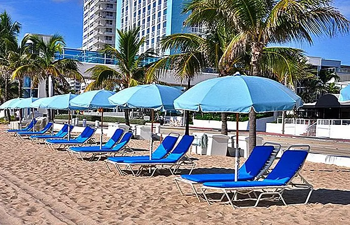 Sun loungers set up on the beach