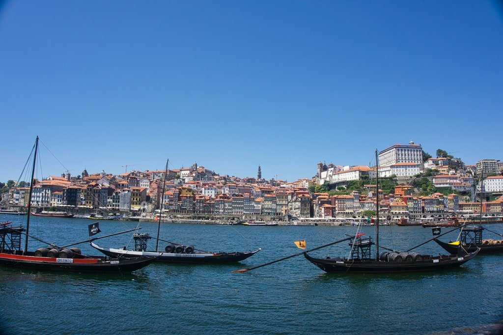 Boats used in the past to transport wine barrels from the Douro Valley to Porto.