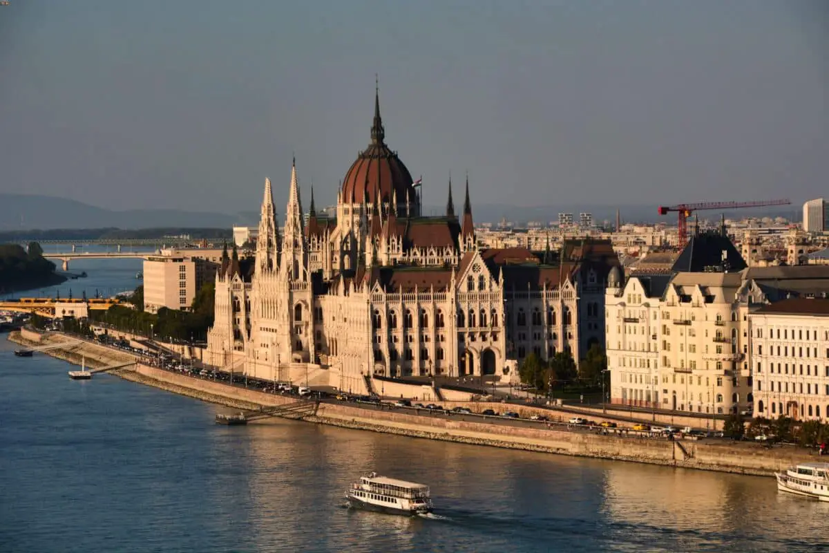 view of parliament from budapest castle