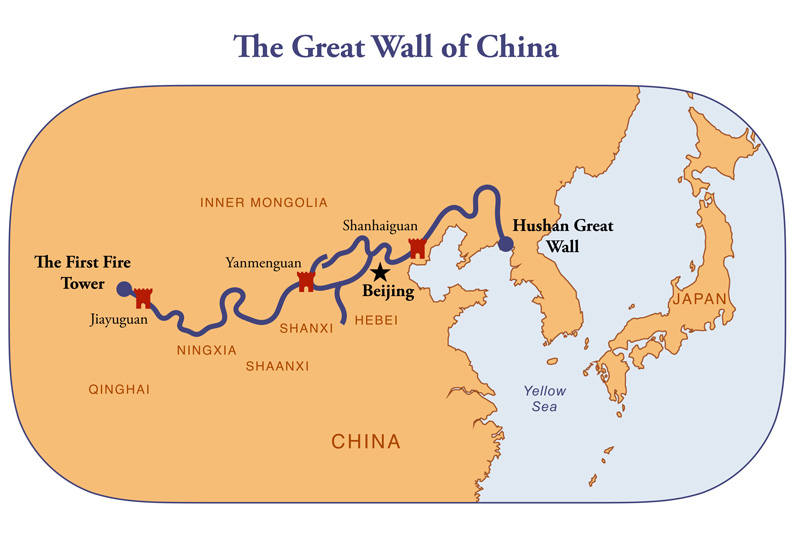 mappa grande muraglia cinese - grande muraglia cinese mappa - mappa della grande muraglia cinese