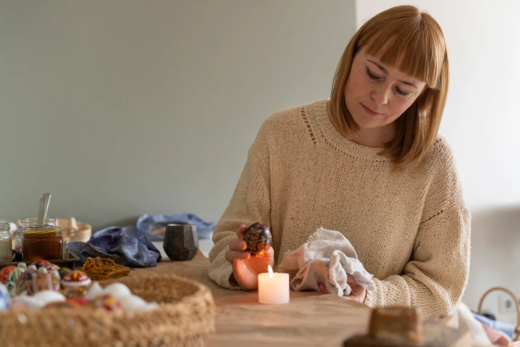 woman-decorating-easter-eggs